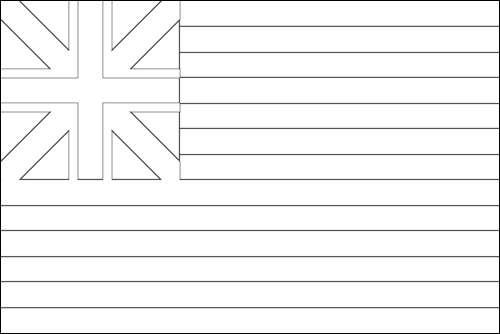 Kontur av flaggan för Grand Union (USA 1775-1777) att färglägga