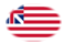Grand Union (USA 1775-1777)-Flagga som oval vinjett