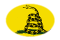 Gadsden (USA ca 1775)-Flagga som oval vinjett