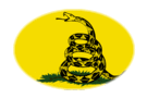 Gadsden (USA ca 1775)-Flagga som oval vinjett