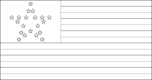 Kontur av flaggan för Great Star (USA 1818-1819) att färglägga