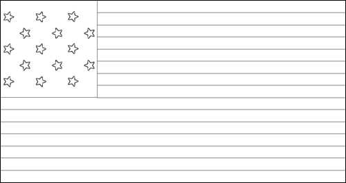 Kontur av flaggan för Star-Spangled Banner (USA 1795-1818) att färglägga