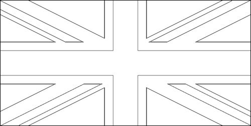 Kontur av flaggan för Storbritannien att färglägga