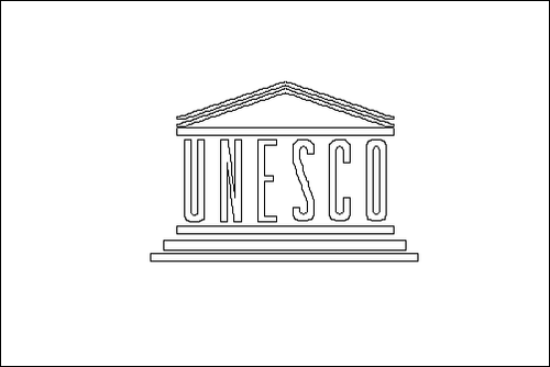 Kontur av flaggan för UNESCO att färglägga