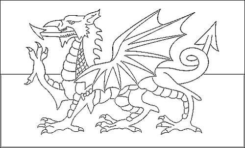 Kontur av flaggan för Wales att färglägga