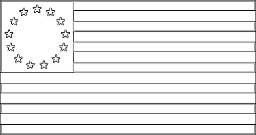 Kontur av flaggan för Amerikas konfedererade stater (Betsy Ross) (1776-1795) att färglägga
