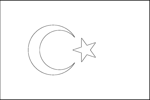 Kontur av flaggan för Turkiet att färglägga